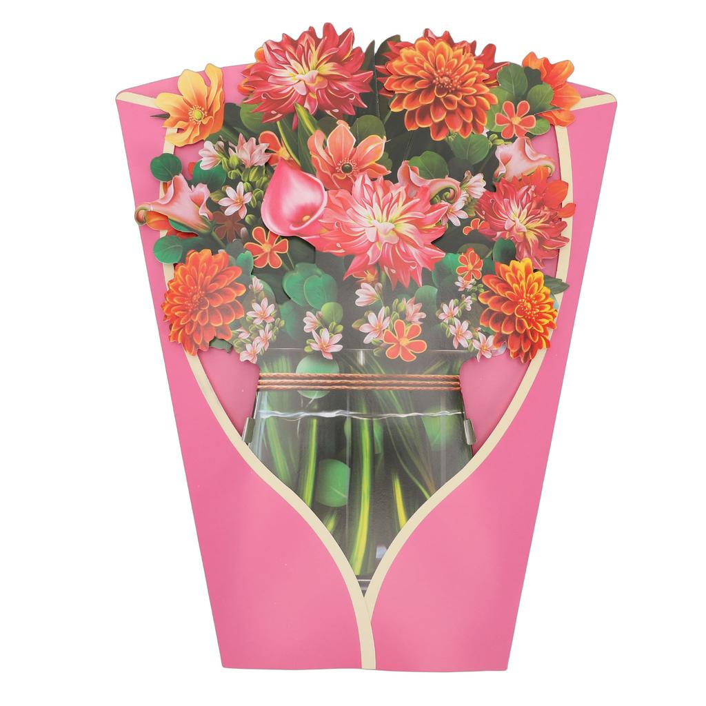 Dahlia Bouquet Pop Up Card Lifelike Exquisite Anti Fading 3D Paper Flower Bouquet Card Home Decoration