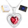 Silver Necklace Red Heart Ruby Crystal Heart Silver 925