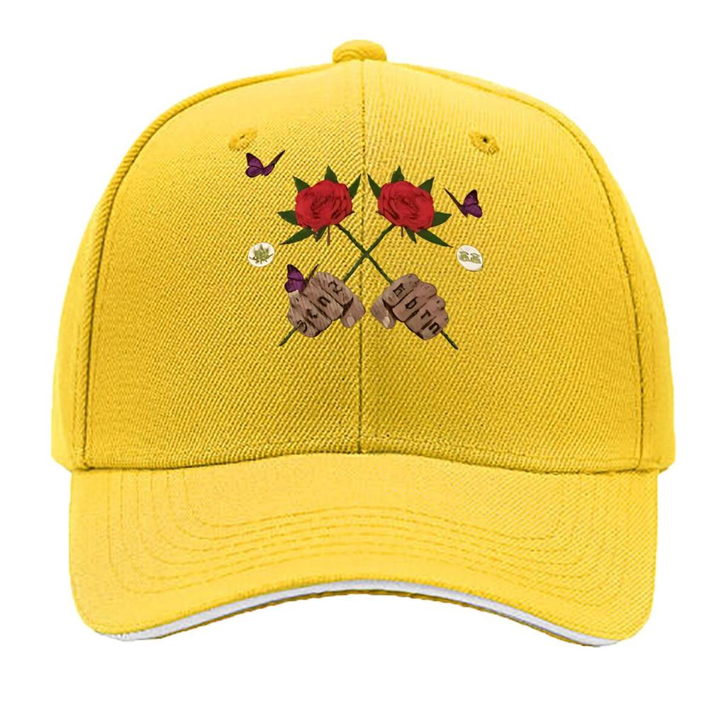 Artificial Red Rose Home Decor With Butterflies Wooden Accents Hip Hop hat Fashion Outdoor Sports Sandwich Baseball Cap