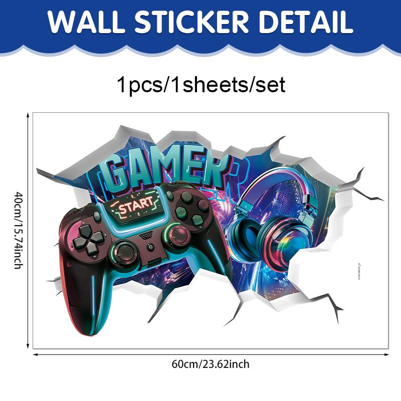 3D Gaming Wall Sticker Self-Adhesive Game Room Decor Gamer Bedroom Wall Decal