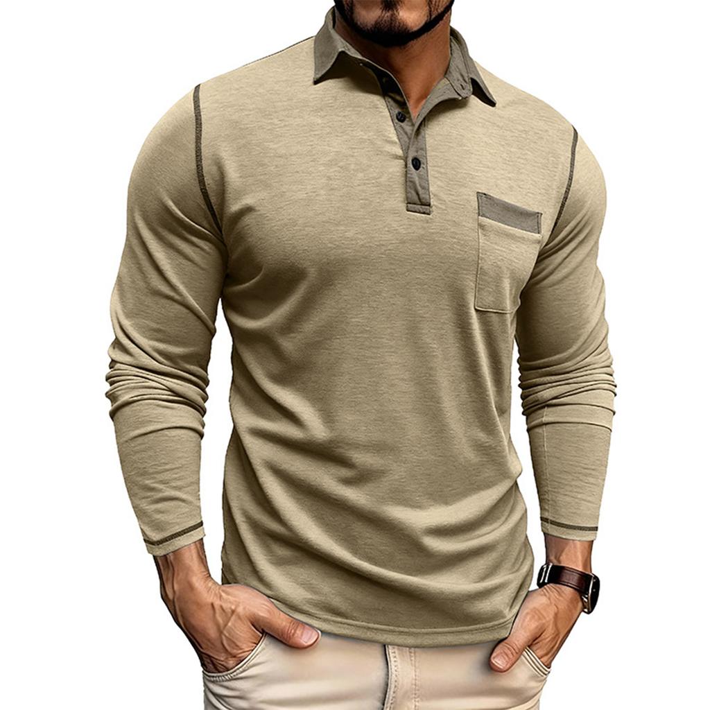 Shoulder Sleeves Men'S Long Sleeved Patchwork T-Shirt Casual Top