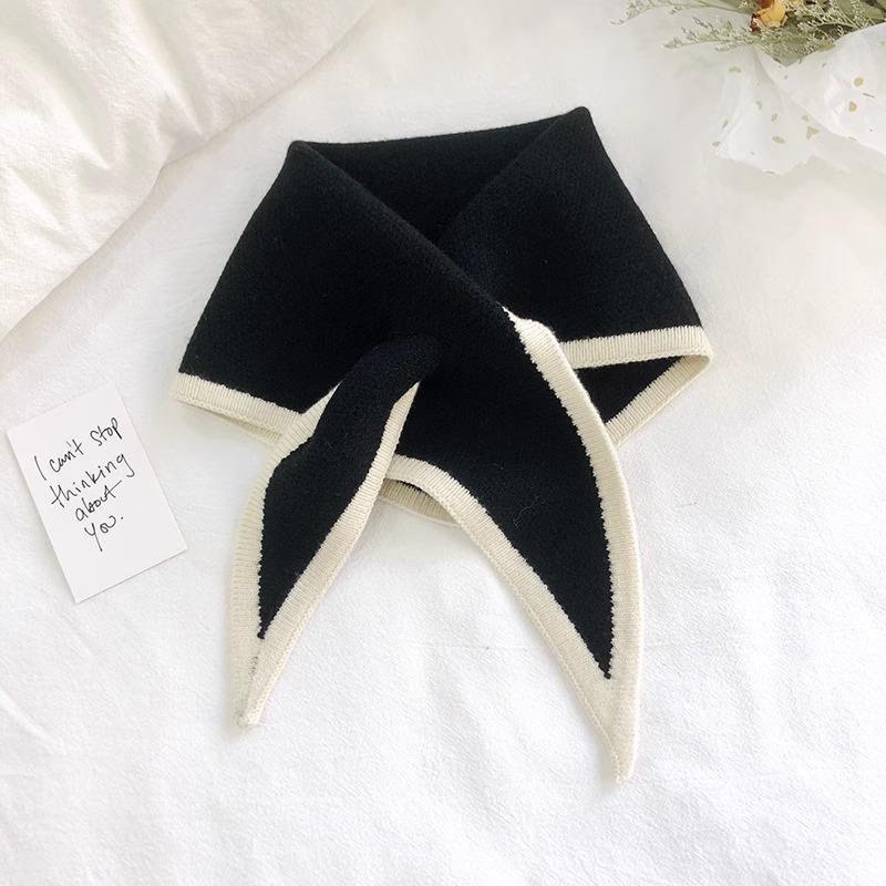 

[ZYAS]Women Autumn Warm Triangle Scarf Fake Collars Small Shawl For Dress Shirt Detachable Collar Knitted Scarf Neck Protection чёрный