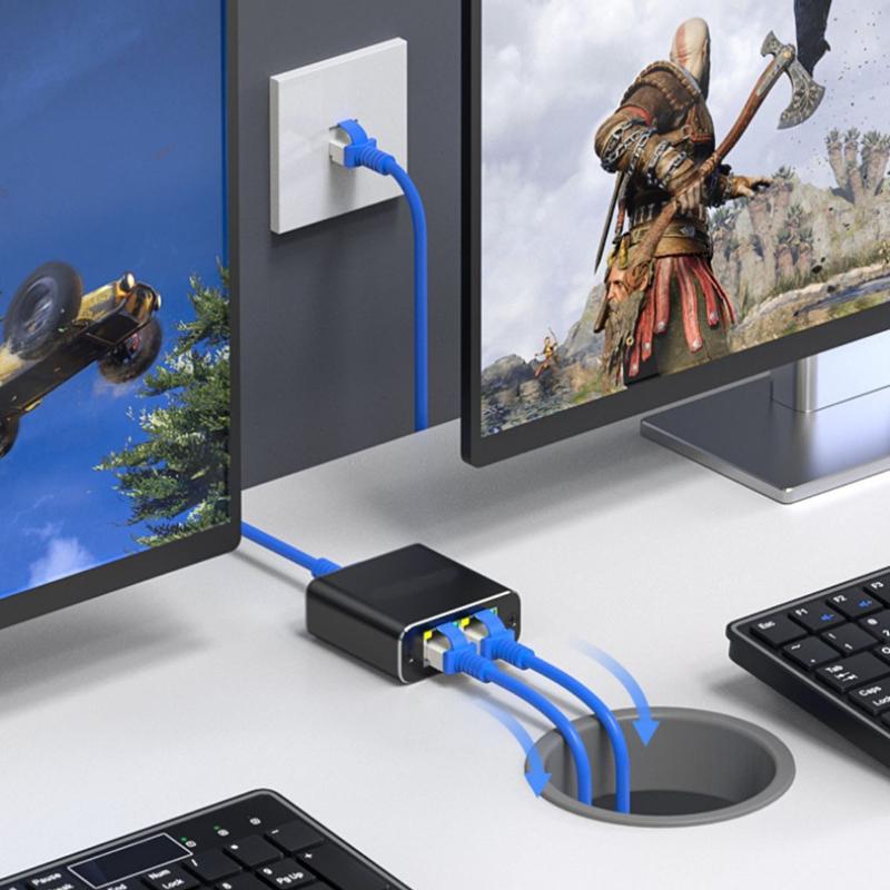 Network Cable Splitter With One To Two Simultaneous Internet Access Rj45 Splitter With One To Two Switch Ethernet Port Gigabit