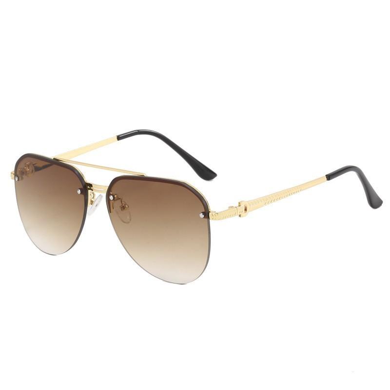 New Fashion Metal Half Frame Women's Outdoor Sunglasses Classic Double Beam Glasses