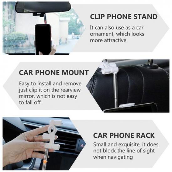 1Pc Car Phone Mount Phone Navigation Rack Rearview Mirror Clip-on Rack