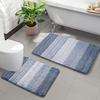 Non Slip Ombre Gradient Bathroom Rug Set with U Shaped Mat Quick Dry Soft Microfiber for Bedroom Living Room Floor
