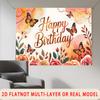 Party Backdrop Happy Birthday Birthday Floral Butterfly Photo Booth Background Front Door Decor