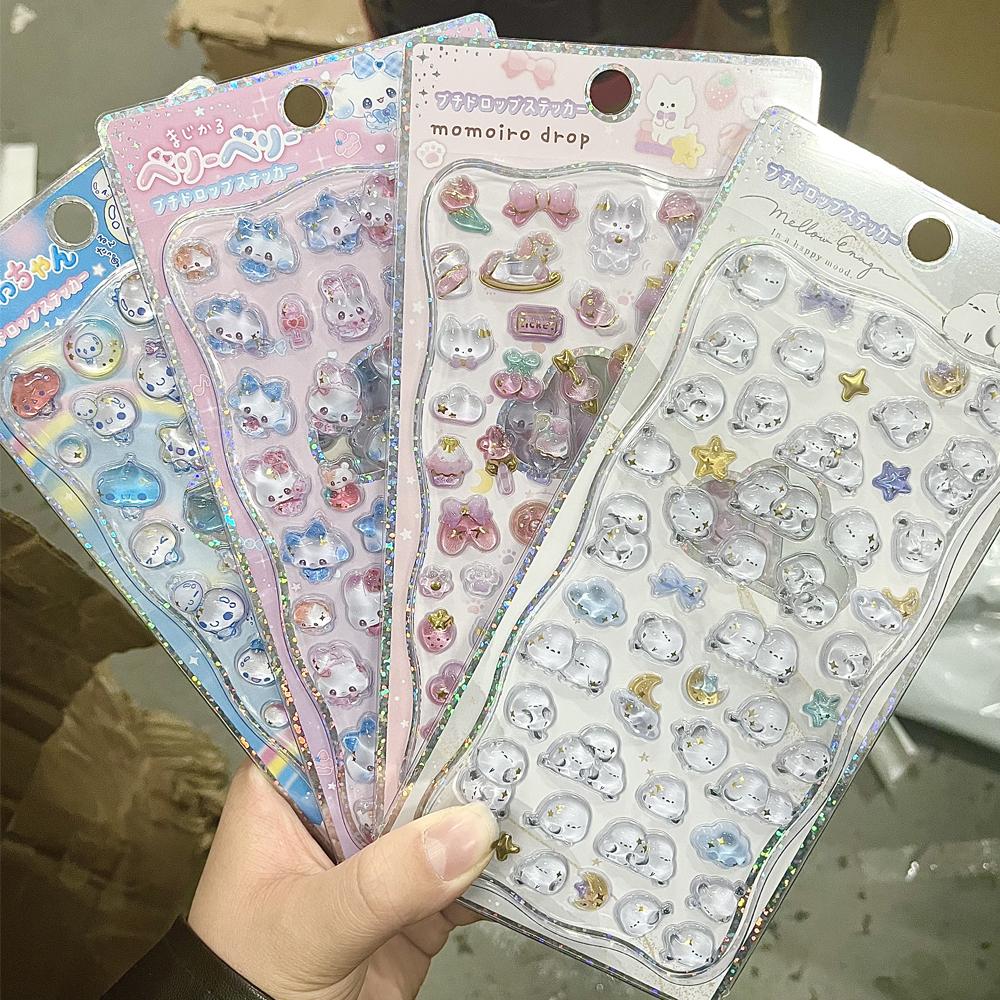 Latest Animation Water Drop 3D Ease Crystal Stickers Cute Refrigerator Sticker Handbooks Decoration Creativity Reward Plaything