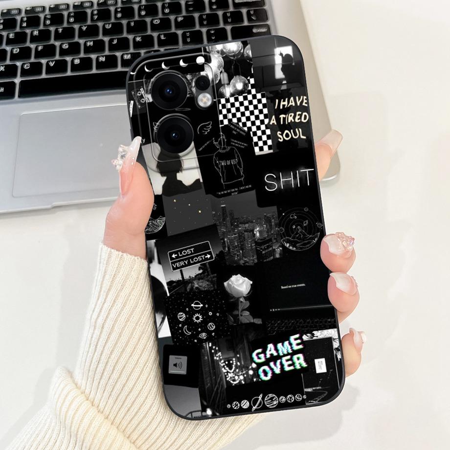 For Oppo Reno13 / Reno13F 4G 5G / Reno 13 Pro Phone Case Soft Smooth Silicone Capa Moon Night Artistic Marble Printed Back Cover