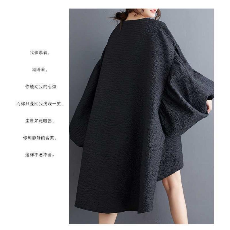 New Loose Fashion Craft Cloth Casual Temperament Lantern Sleeve Irregular Dresses