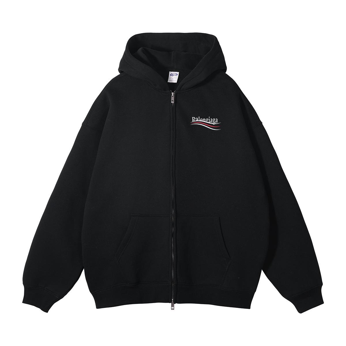 

Париж Б. Худі на блискавці для пари з вишитим патчем бренду Cola, важка тканина M (60-70 kg)