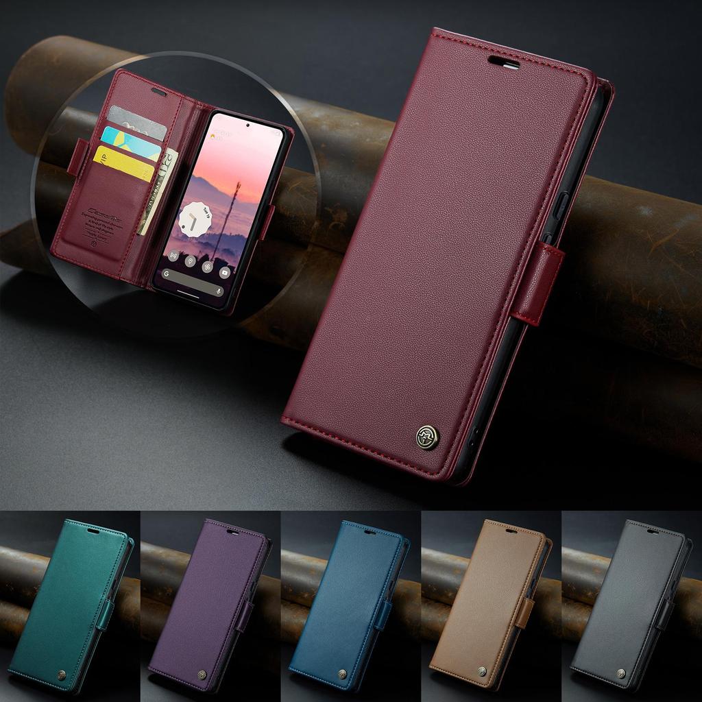 CaseMe-023 For Google Pixel 8 9 Pro/ Pixel 10/11 Pro XL 10A Luxury Magnetic Flip PU Leather Case Wallet Card Slots Cover Stand Protectives Skins Shell