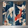 Set of 2 Japanese Koi Fish Curtains   Anime-Inspired Room Darkening Drapes for Bedroom Decoration