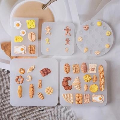 Mini molde de silicona para pan, galleta y pastel, molde para comida de arcilla, accesorios de resina para cocina DIY, accesorios en miniatura para casa de muñecas