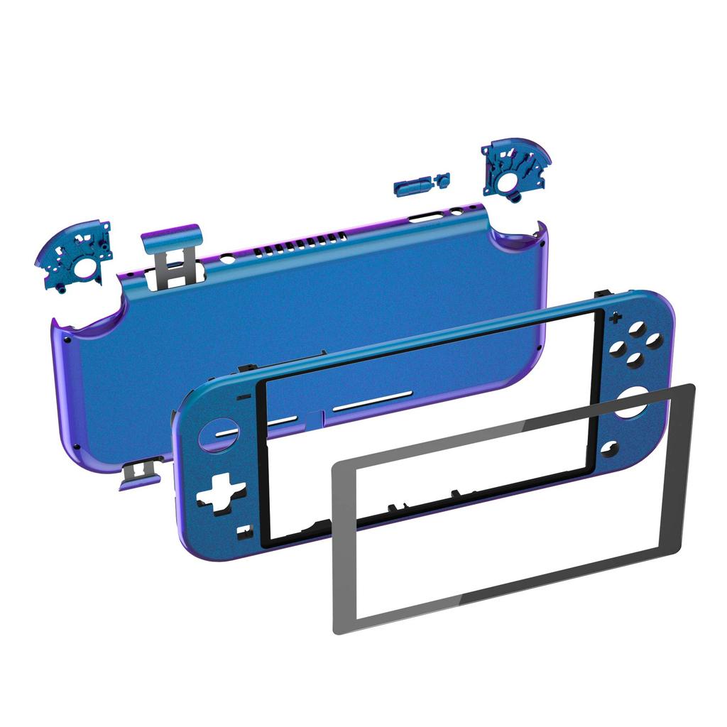 EXtremeRate Carcaça Shell de Cor Pura DIY Compatível para Controle Nintendo Switch Switch Lite Kit de Reparo com Capa Personalizada para Switch Lite Azul
