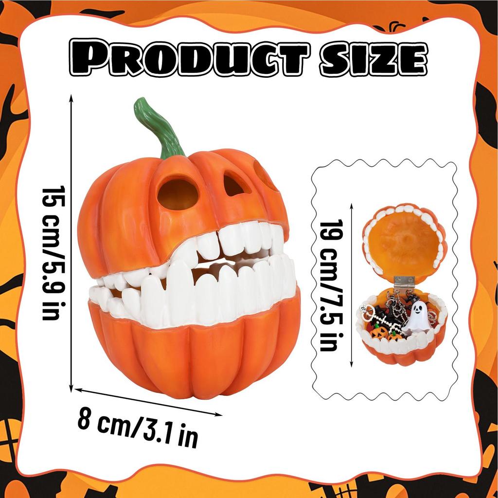 Halloween Pumpkin Candy Box Resin Halloween Treat Box Creative Desktop Decor Holder Props Treat Container for Kids Party Adults