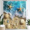 1Pc Beach Shower Curtain Shell Starfish Ocean Scenery Bathroom Decoration Printing Polyester Fabric Contains 12 Hooks