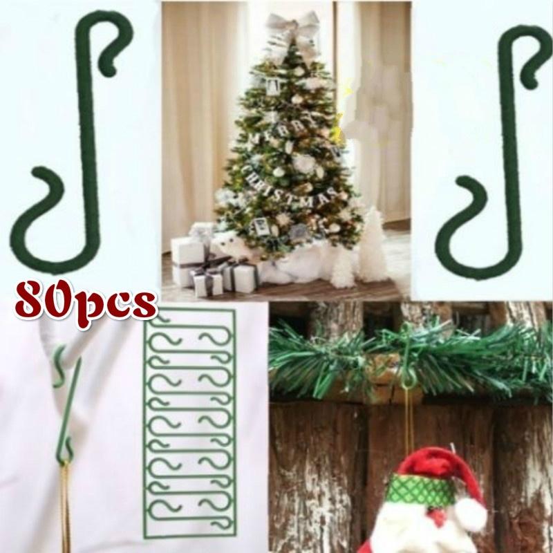 80 Stück Weihnachtsschmuck Haken Weihnachtsbaum Dekoration Anhänger Weihnachtsmann Puppen Hängehaken