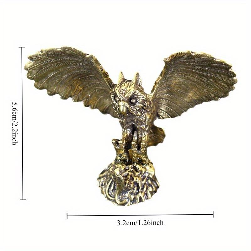 Eule Figur aus massivem Messing Miniatur Teehaustier Handwerk Schlüsselanhänger Zubehör Schreibtisch Kleine Dekoration Tier Heimdekoration