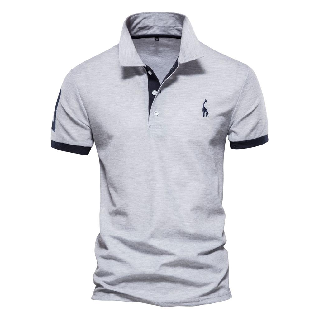 Deer Embroidered Polo Shirt Short Sleeve Judy Mesh Lapel Men's T-Shirt Plenty