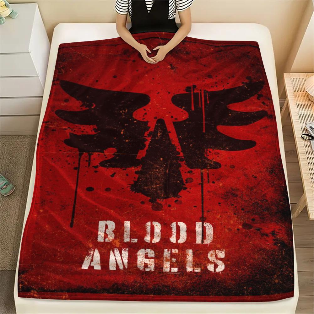 1Pc Blood Angels Cool Print Flannel Blanket, High Quality Comfortable for All Seasons, Home Decor, Warmth and Comfort, Perfect for Christmas Gifts 09