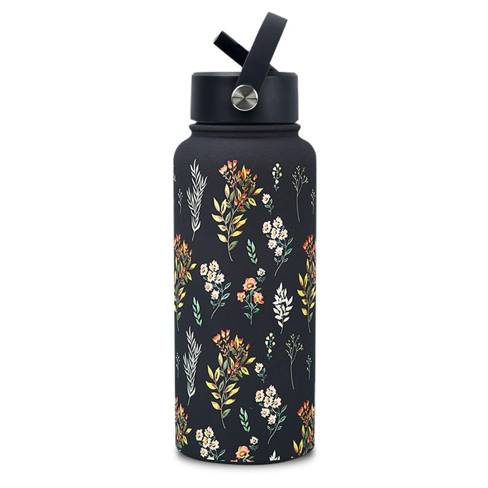 

Stainless Steel Sports Water Bottle Large Capacity 1L Vacuum Insulation Thermos Cup Straw Lid Printing Mouth Thermal Mug