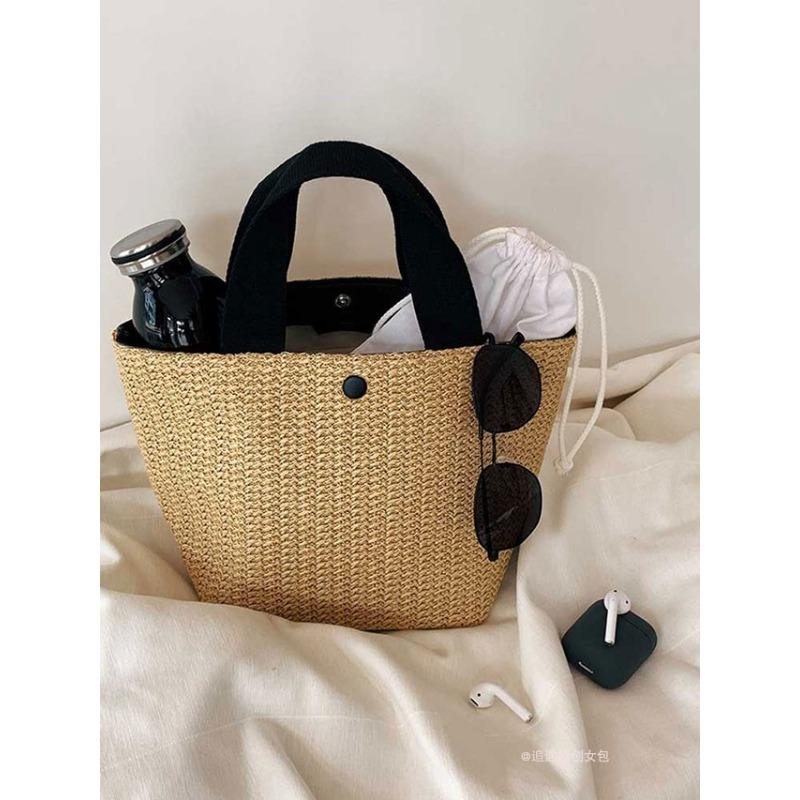 

Сумка из соломы ручной работы для женщин, корейский новый стиль, пляжный отдых, летний пасторальный стиль, универсальная плетеная сумка