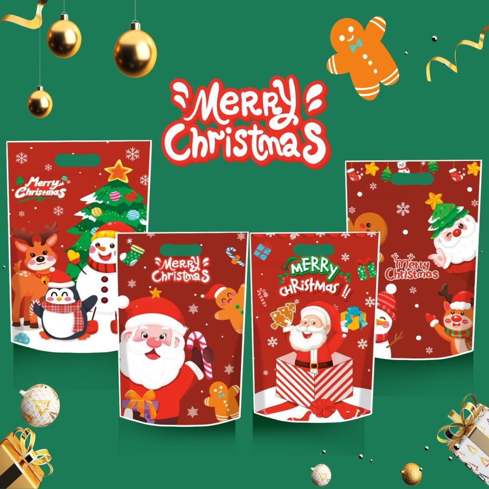 50Pcs Snack Packaging Christmas Packaging Bag Party Supply Santa Clause Christmas Candy Bag Multicolor Merry Christmas