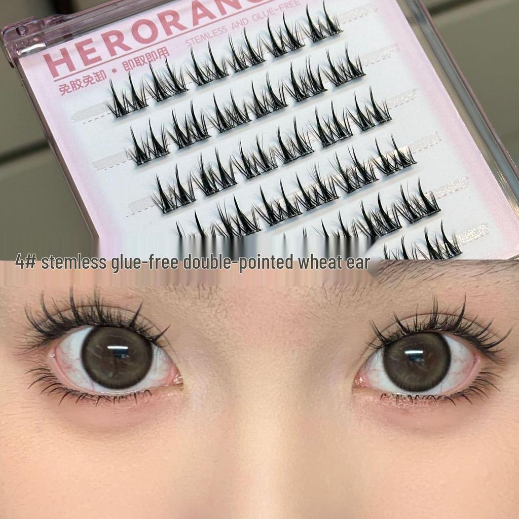 HERORANGE Self-Adhesive False Eyelashes: Stem-Free, Natural Curl, Ideal for Novices, Effortless Application