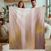 Pink Gold Gradient Abstract Art Flannel Blanket For Elegant Bedroom Decor Soft Warm Throw Blanket Gift