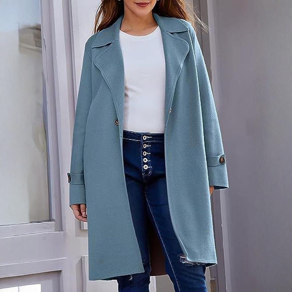 Women's Fashion Jacket Casual Solid-color Long-sleeved Cardigan Long Coat