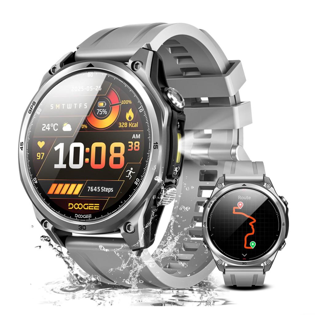 DOOGEE Anywise W1 Smart Watch, AI, 5ATM Water Resistant GPS Fitness Tracker, 1.43" AMOLED Screen, 12 Days Battery, for Android and iPhone