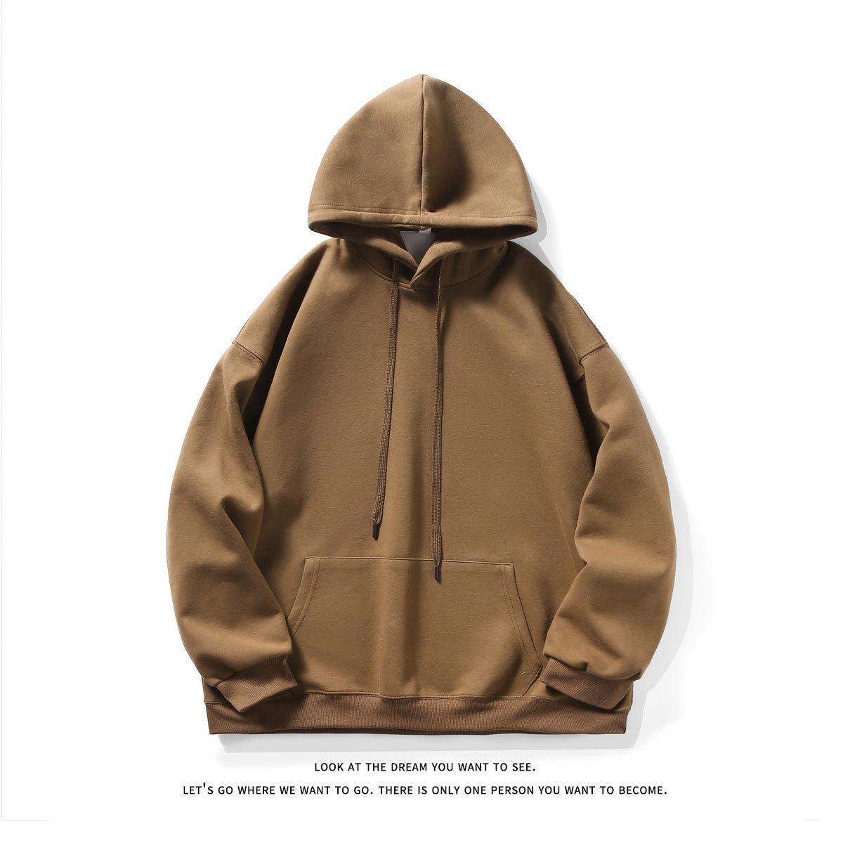 

Свитер с капюшоном из чистого хлопка для мужчин и женщин, весна и осень, новые пары, однотонные, большого размера, свободные, повседневные, с капюшоном 5XL кофейный