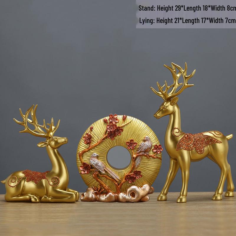 Fortune Deer Wealth-Attracting Ornament for Living Room and Cabinet – Perfect Housewarming or Opening Gift