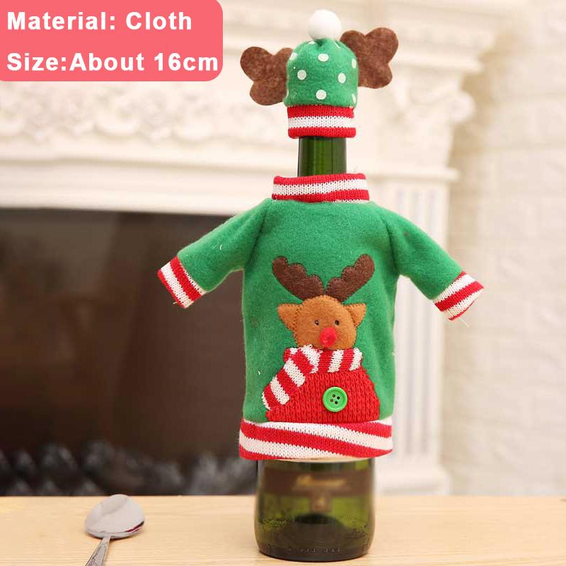 2/1Pcs Creative Christmas Wine Bottle Set Golden Velvet Dress Santa Claus Wine Bottle Cover Xmas New Year Dinner Table Decors