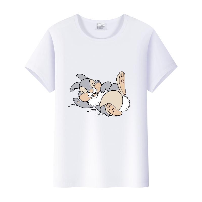 Kawaii Clothes Y2K Tshirt Plus Size Tops Unisex Cartoon Bambi Thumper Graphic T-shirt Summer Blouses White Tees