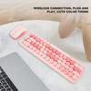 Wireless Keyboard and Mouse Cute Retro Round Keycap Typewriter Keyboard with 3 DPI Wireless Computer Keyboard and Mouse Set for Home Office Combo,