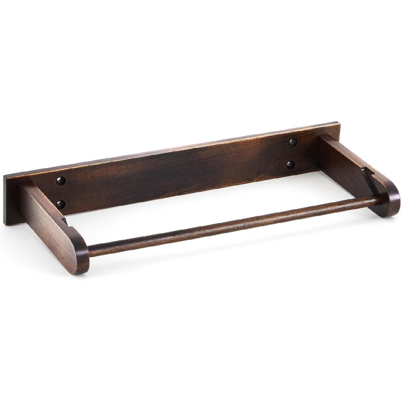 Wall Mounted Wood Paper Towel Holder Wooden Roll Hanging Organizer Adhesive No Drill Under Cabinet Wood Paper Towel Holder Kitchen Towels Dispenser