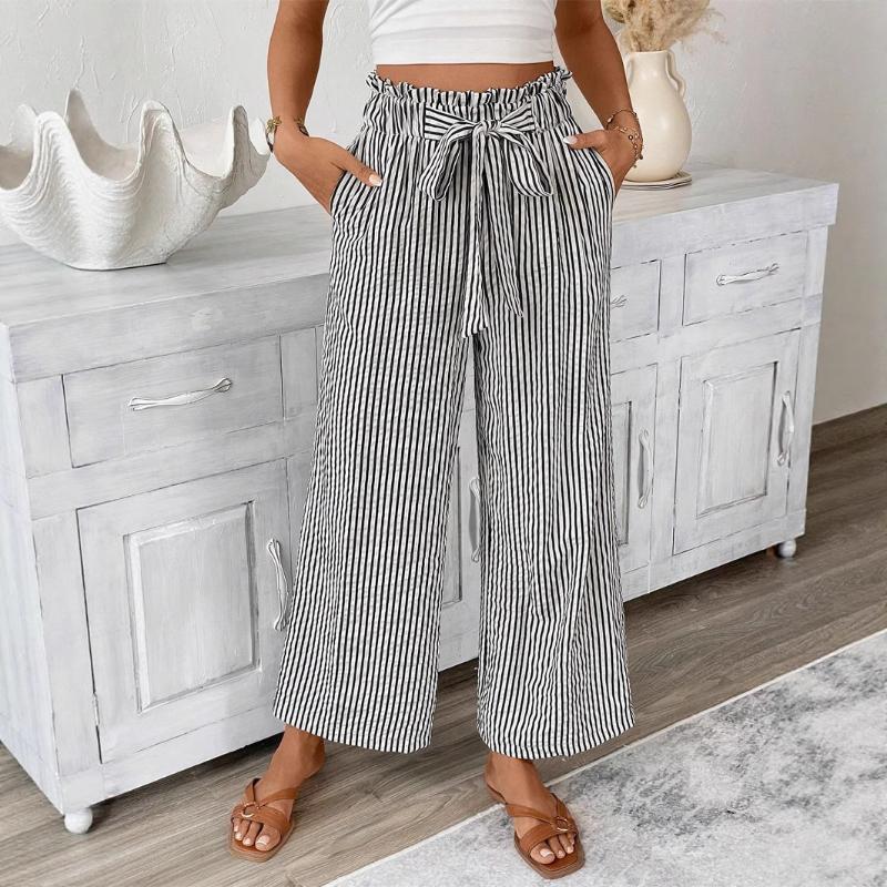 2025 New Autumn Women's Striped Casual Elegant Straight Pants