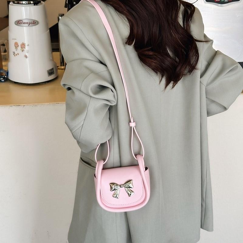 Cute Mini Crossbody Bag For Kids And Adults Stylish Bowknot Shoulder Bag Lightweight Pu Material