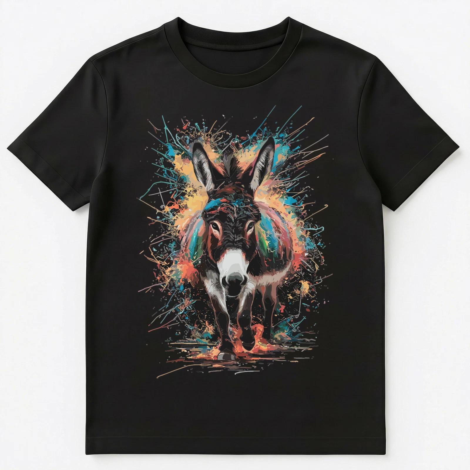

Colorful Paint Splash Cute Donkey Art Graphic Unisex T-Shirt M