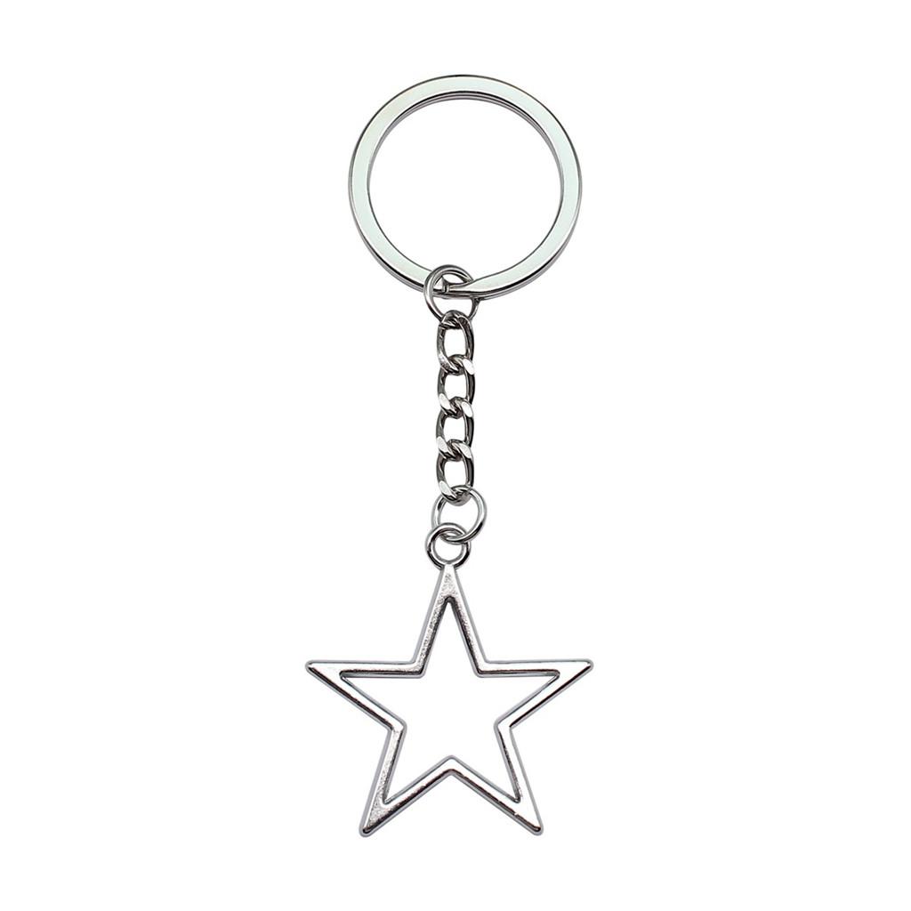 28mm Key Ring Star Pentagram Moon Minimalist Jewelry Components QY043
