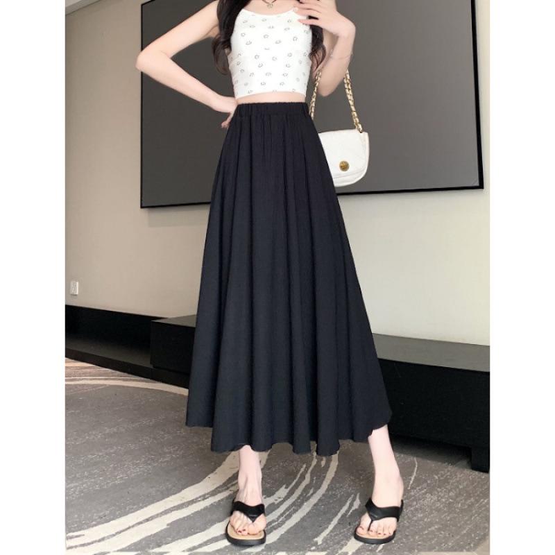 

Женская летняя юбка бежевого цвета средней длины, большого размера, свободная и облегающая XL