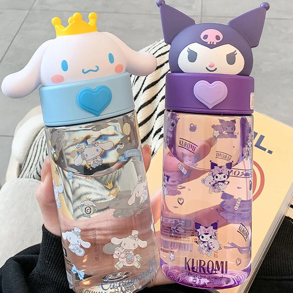 Cute 500Ml Kawaii Dolls Transparent Cup Cartoon Kuromi Cinnamoroll Melody Plastic Water Bottle Gifts For Kids Adults Children's Birthday Gift Holiday