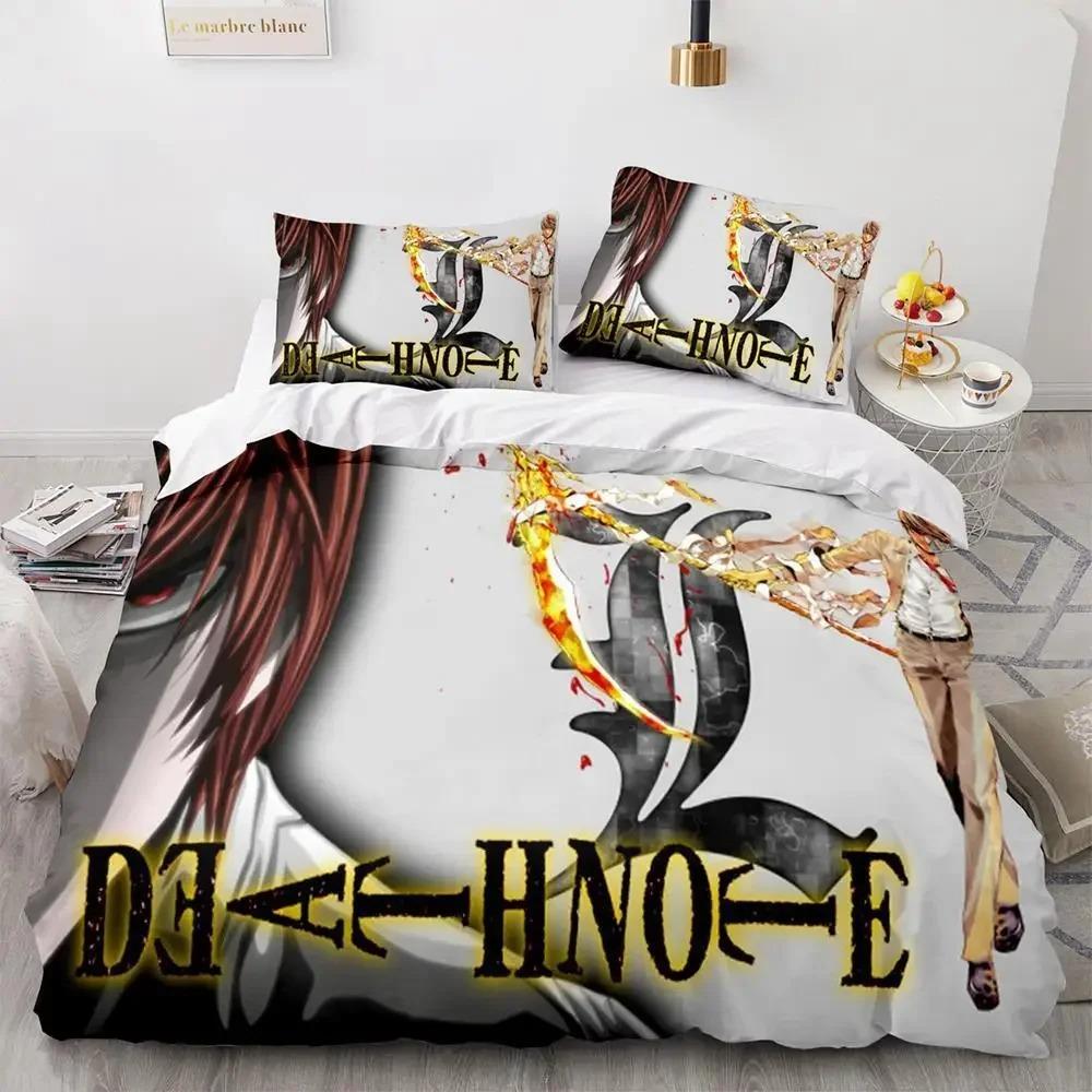 Death Note Bedding Set Single Twin Full Queen King Size Bed Set Adult Kids Bedroom Duvet Cover Sets 3D Print Anime Death Note