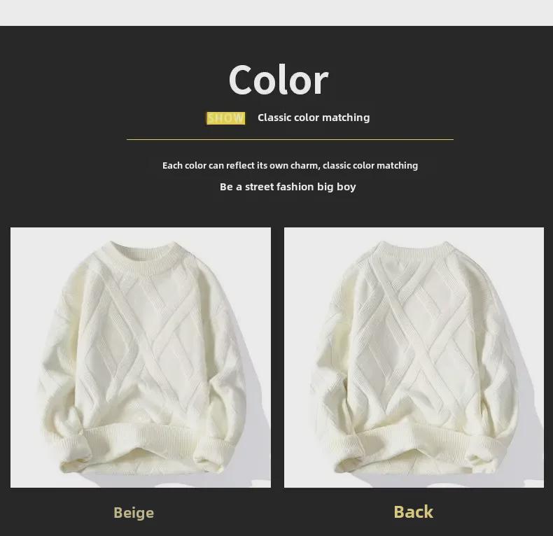 Men's Red Zodiac Round Neck Sweater - Casual Loose Fit, Trendy Thick Bottoming Sweater for Autumn and Winter.