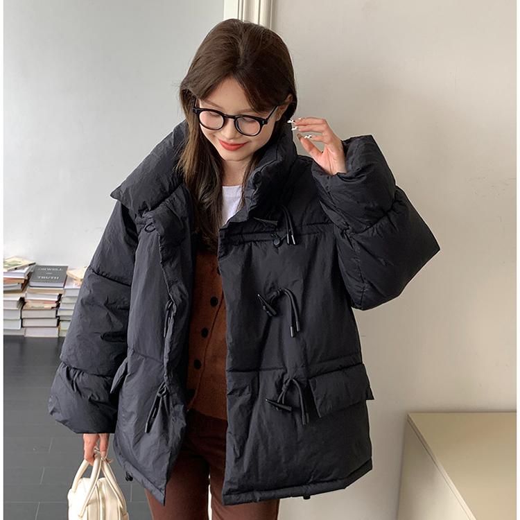 Korean Loose Cotton Bread Coat  for Women Horn Button Warm Clothes