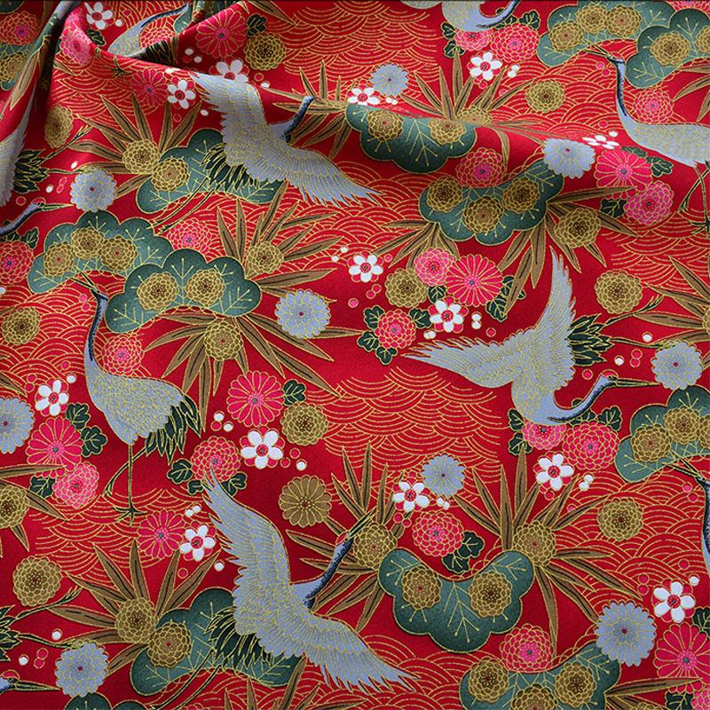 Breiter 140cm Baumwoll-Japanischer Stil Bronzefarbener Jacquard-Satin-Stoff für Cheongsam Kimono Nähen DIY Tasche Handgefertigter Patchwork-Stoff