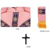 Church Pastor Celebrant Chasuble Priest Robe Gown Church Mass Vestment Robe with Stole and Crosses Necklace for Women Men