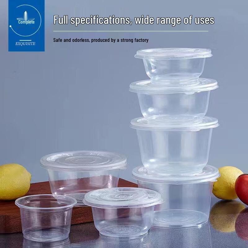 Aoran Disposable Plastic Round Soup Bowl with Lid 500ml